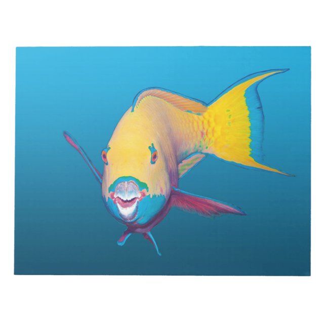 Bloco De Notas Fecho de Parrotfish! Fundo azul gradiente | (Frente)