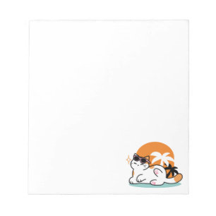 Bloco De Notas Feline Fine no Sol - Gato Tropical Relaxado