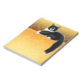 Bloco De Notas Felix Gato Dourado de Tuxedo Branco Preto