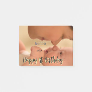 Bloco De Notas Feliz 1º aniversário crianças bebê mãe preto amare