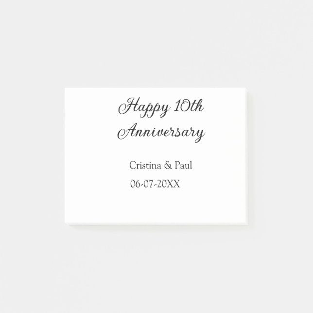 Bloco De Notas Feliz 10º aniversário, simples nome de casamento m (Frente)