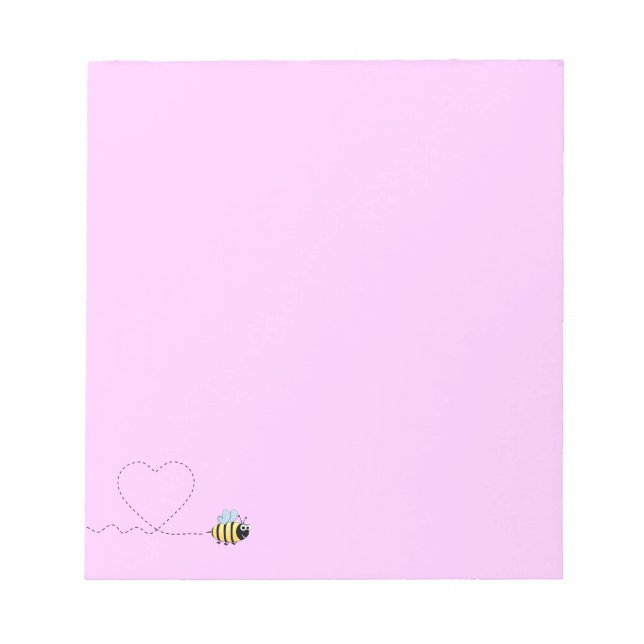 Bloco De Notas Feliz abelha positiva no desenho animado rosa (Frente)