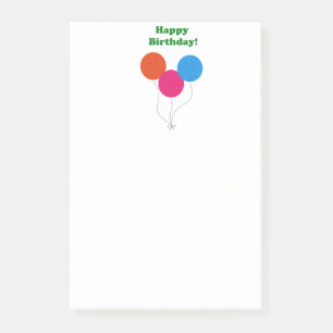 Bloco De Notas Feliz Aniversário Balões Coloridos Cartoon