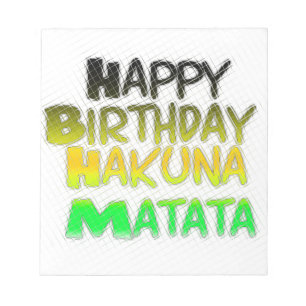 Bloco De Notas Feliz aniversário bonito Hakunamatata Arte Inspira