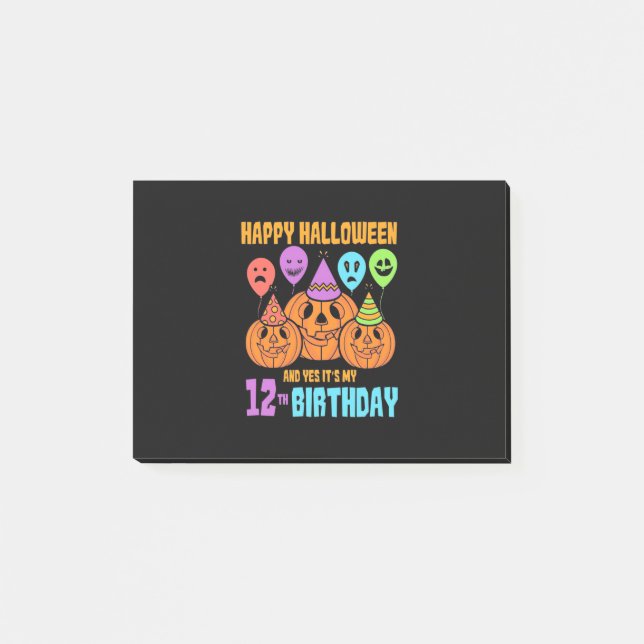 Bloco De Notas Feliz aniversário de 12 de Halloween (Frente)