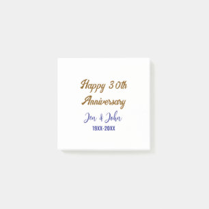 Bloco De Notas Feliz aniversário de 30 casamento ouro azul real