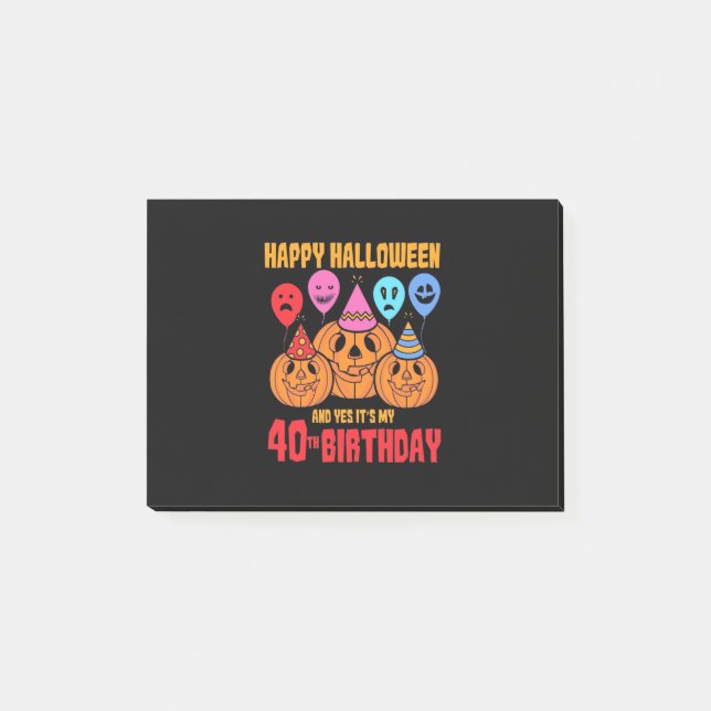 Bloco De Notas Feliz aniversário de 40 anos de Halloween (Frente)
