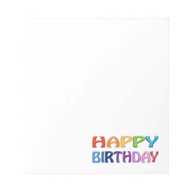 Bloco De Notas FELIZ ANIVERSÁRIO - Feliz presente colorido em 3D (Frente)
