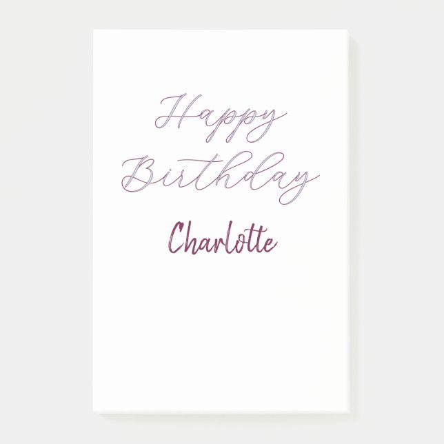 Bloco De Notas Feliz Aniversário maron azul cinza nome data paste (Frente)