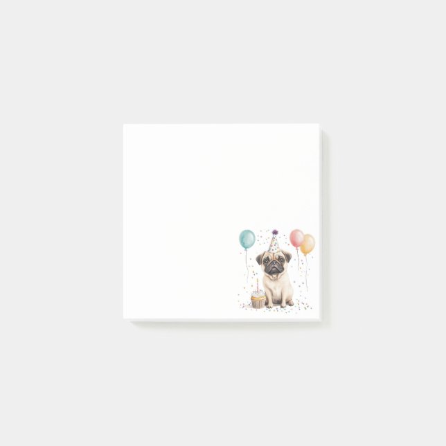 Bloco De Notas Feliz Aniversário Pug Cachorro (Frente)