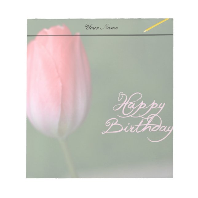 Bloco De Notas feliz aniversário tulipa vermelha flor (Frente)