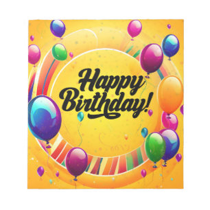 Bloco De Notas Feliz Aniversário Vibrante