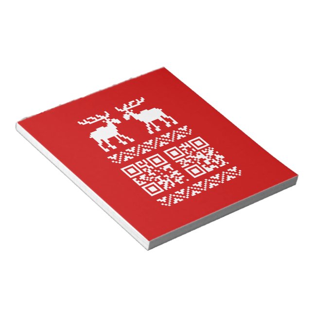 Bloco De Notas Feliz ano novo de código QR do Sweater de Natal Fe (Inclinado)
