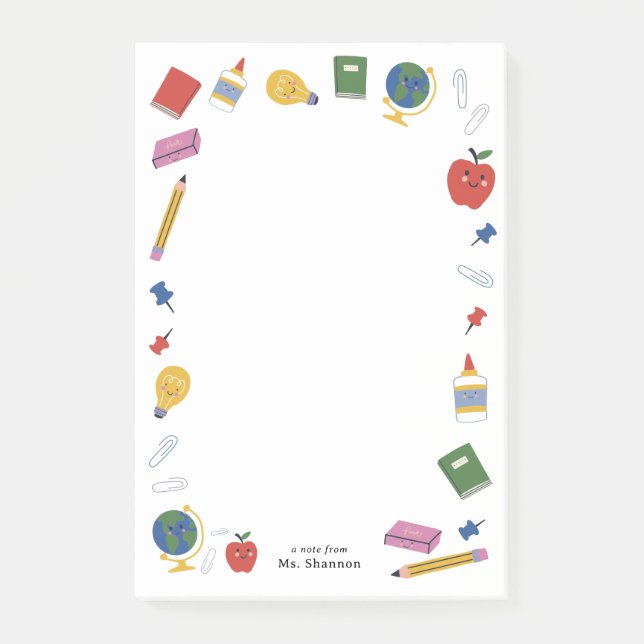 Bloco De Notas Feliz Aprovisionamento Escolar Nota Do Professor (Frente)