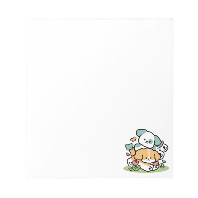 Bloco De Notas Feliz Cachorro A Cair Em Maio - Arte Canina Kawaii (Frente)