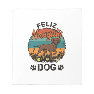 Bloco De Notas Feliz Cachorro Safado Marrom Sol Retro Pegadas