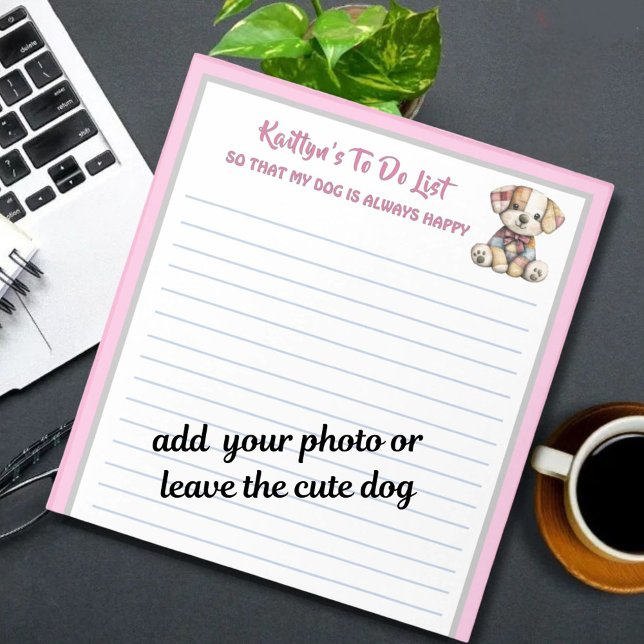 Bloco De Notas Feliz Cão ou Foto Personalizado Planejador a Fazer (Criador carregado)