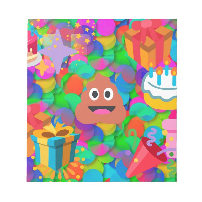 Bloco De Notas feliz cocô de aniversário emoji (Frente)