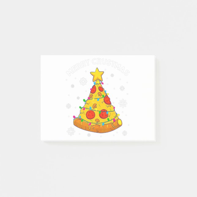 Bloco De Notas Feliz Crustmas Pizza Árvore de Natal Xmas Oferece  (Frente)