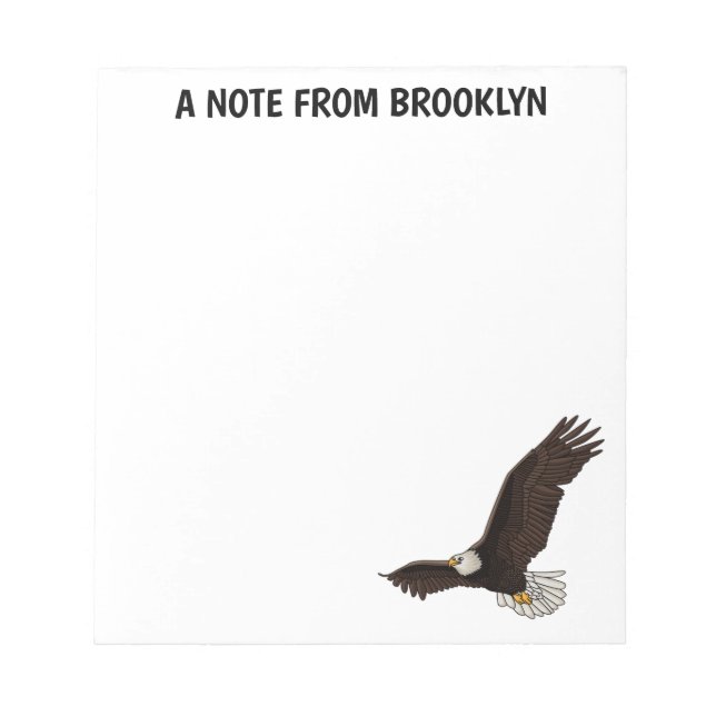 Bloco De Notas Feliz desenho animado de águia-calva voadora (Frente)