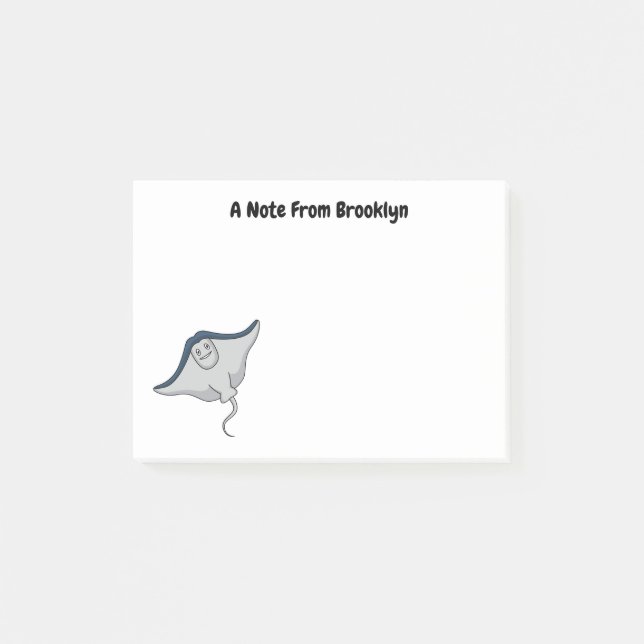 Bloco De Notas Feliz desenho animado de peixes-raia (Frente)