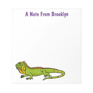 Bloco De Notas Feliz desenho da iguana verde
