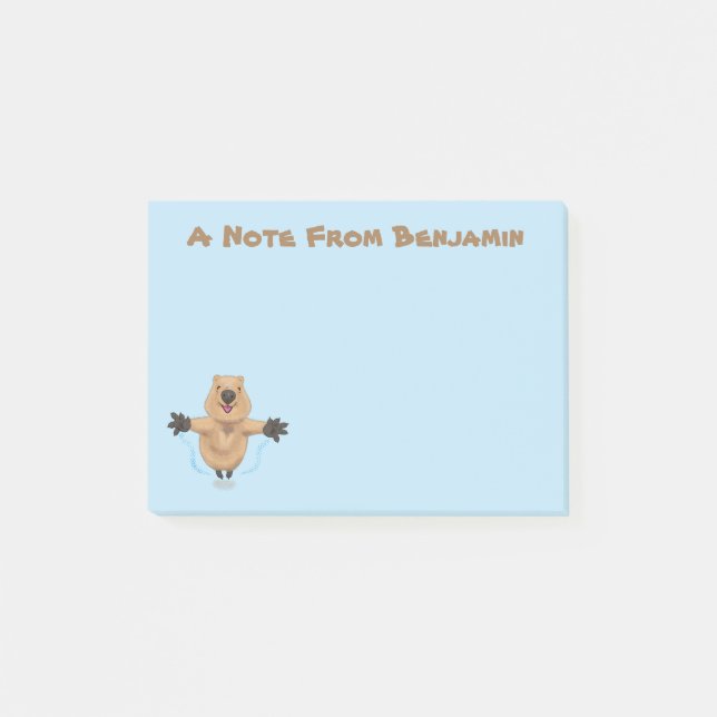 Bloco De Notas Feliz design de desenho de quokka (Frente)