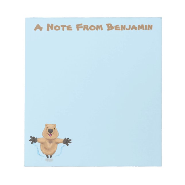 Bloco De Notas Feliz design de desenho de quokka (Frente)