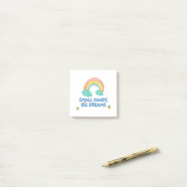 Bloco De Notas Feliz dia das crianças mãos pequenas, grandes sonh (Na mesa)