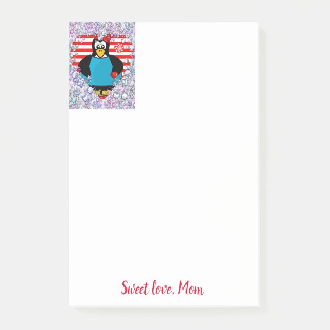 Bloco De Notas Feliz dia de os namorados Pinguim Poste-o Nota (Frente)