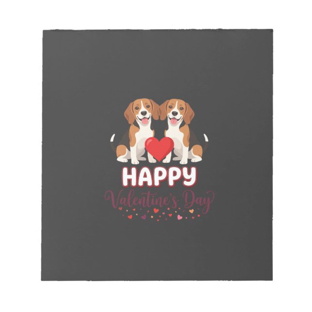 Bloco De Notas Feliz Dia dos Namorados Casal Beagle (Frente)