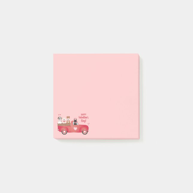 Bloco De Notas Feliz Dia dos Namorados Comprando Cachorros Adoráv (Frente)