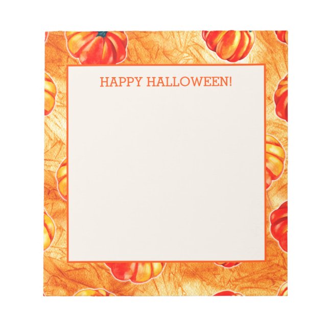Bloco De Notas Feliz Halloween Abóboras Laranjas (Frente)