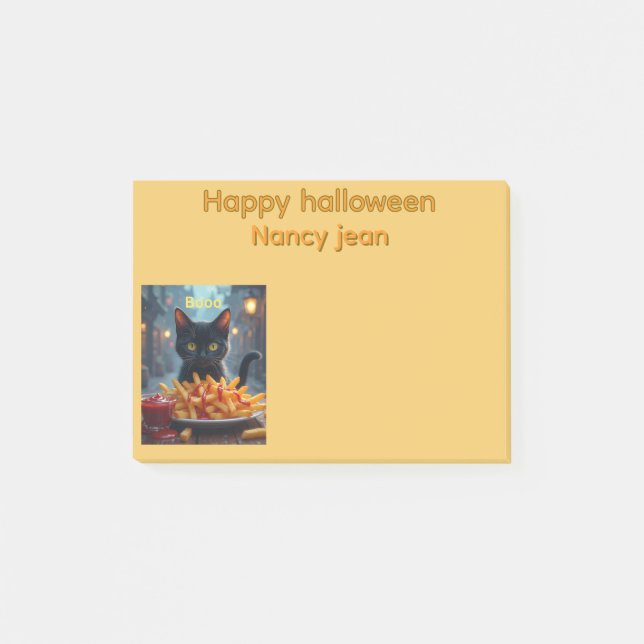 Bloco De Notas Feliz Halloween batatas fritas e catsup (Frente)