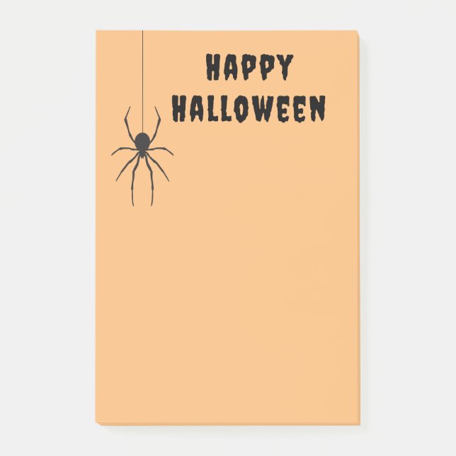 Bloco De Notas Feliz Halloween Black Aranha Laranja Poste Notas (Frente)