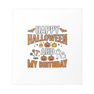 Bloco De Notas Feliz Halloween E Meu Aniversário Design Vintage_1