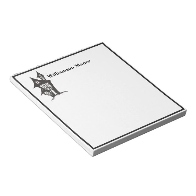 Bloco De Notas Feliz Halloween Monograma Familiar assombrada Memo (Inclinado)