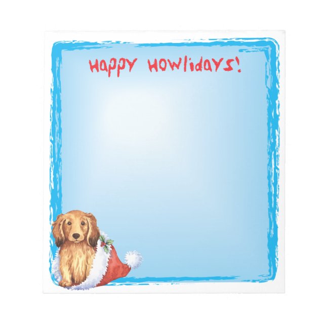 Bloco De Notas Feliz Howlidays Dachshund (Frente)