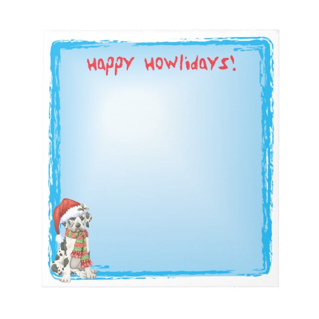 Bloco De Notas Feliz Howlidays Great Dane (Frente)