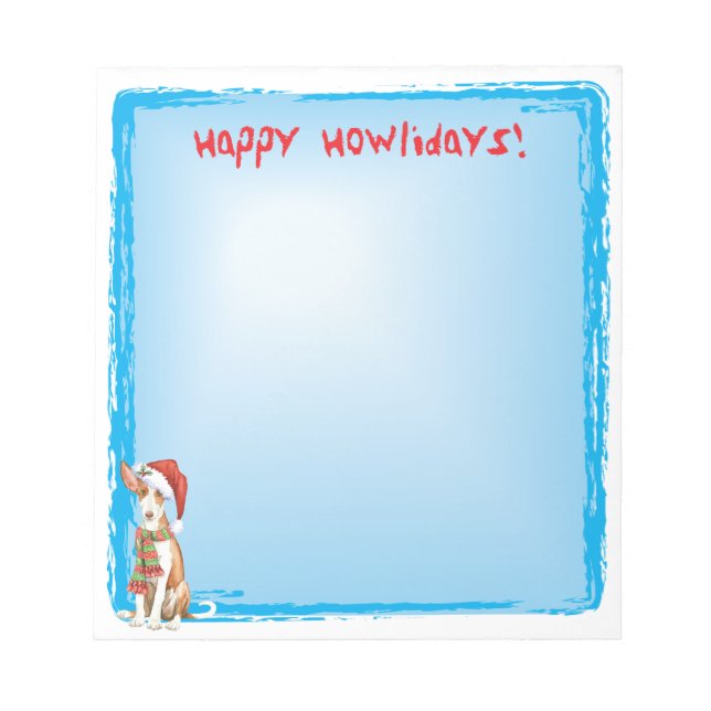 Bloco De Notas Feliz Howlidays Ibizan Hound (Frente)