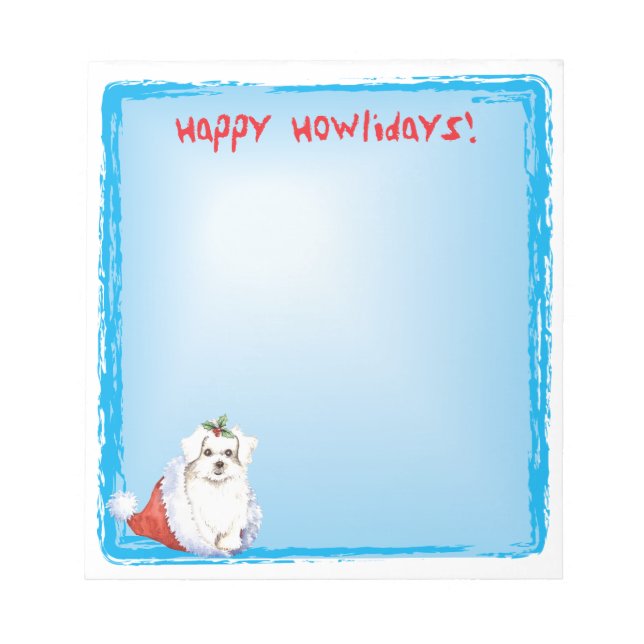 Bloco De Notas Feliz Howlidays Maltês (Frente)