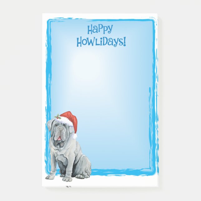 Bloco De Notas Feliz Howlidays Mastino Posta-it Notas (Frente)