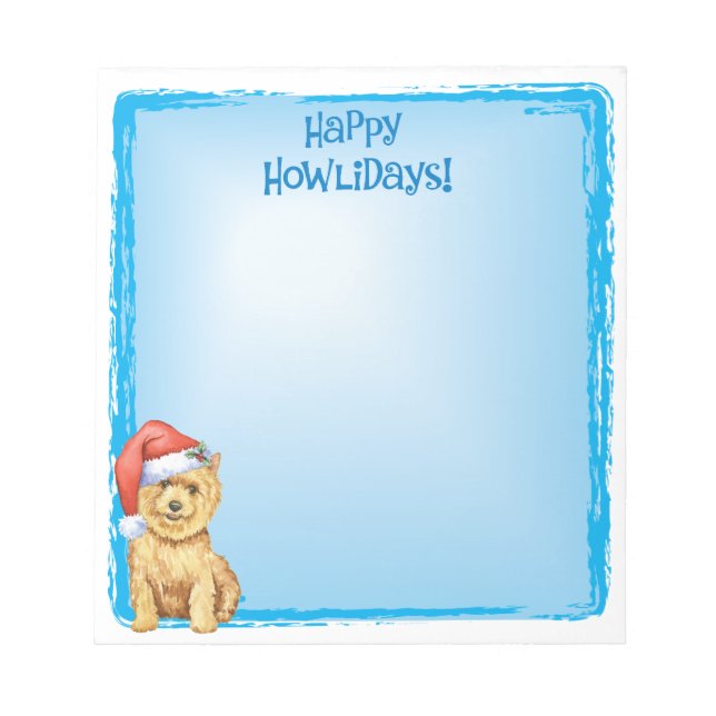 Bloco De Notas Feliz Howlidays Norwich Terrier (Frente)