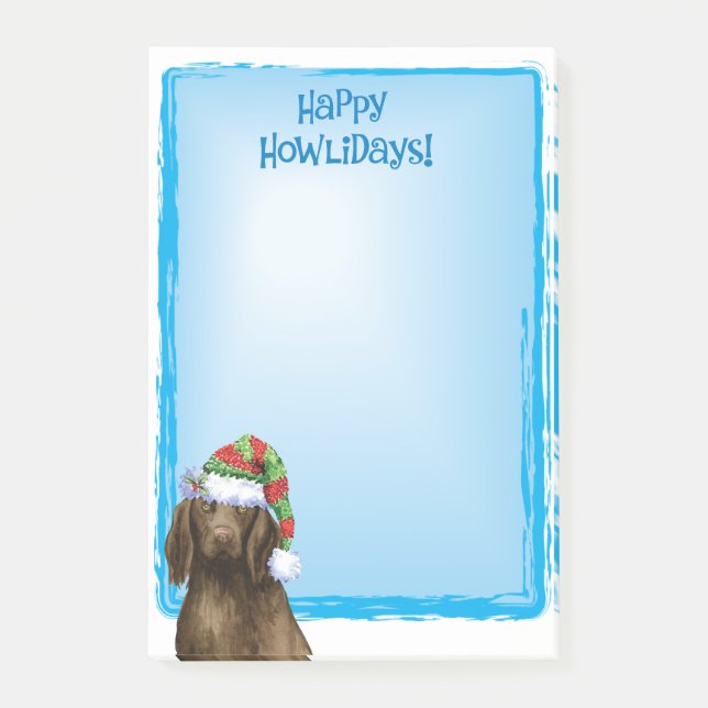 Bloco De Notas Feliz Howlidays Retriever com revestimento plano (Frente)