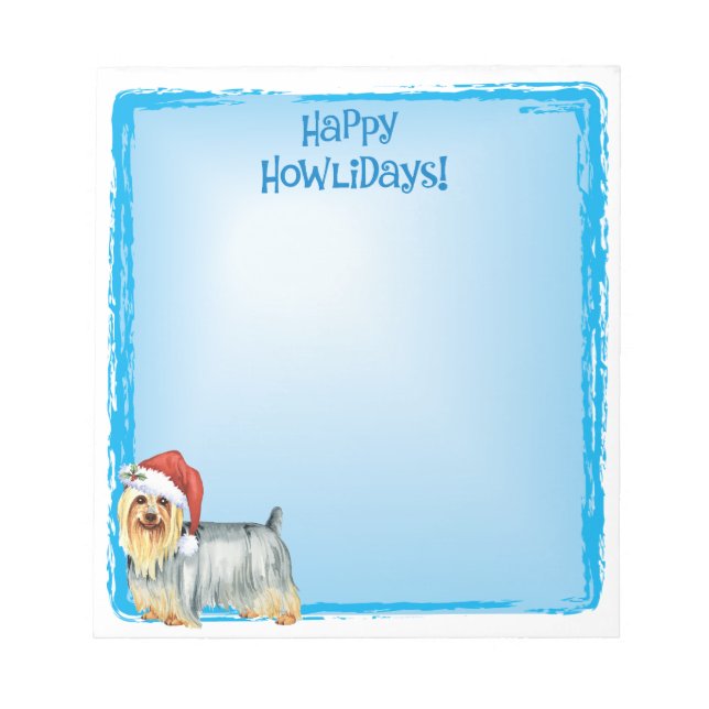 Bloco De Notas Feliz Howlidays Silky Terrier (Frente)