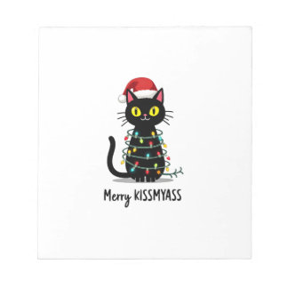 Bloco De Notas Feliz Kissmyass Gato Engraçado Luzes de Natal Prem