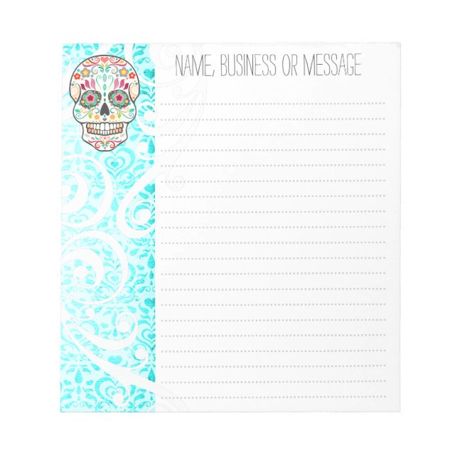 Bloco De Notas Feliz Muertos - Notepad Crânio De Açúcar Personali (Frente)