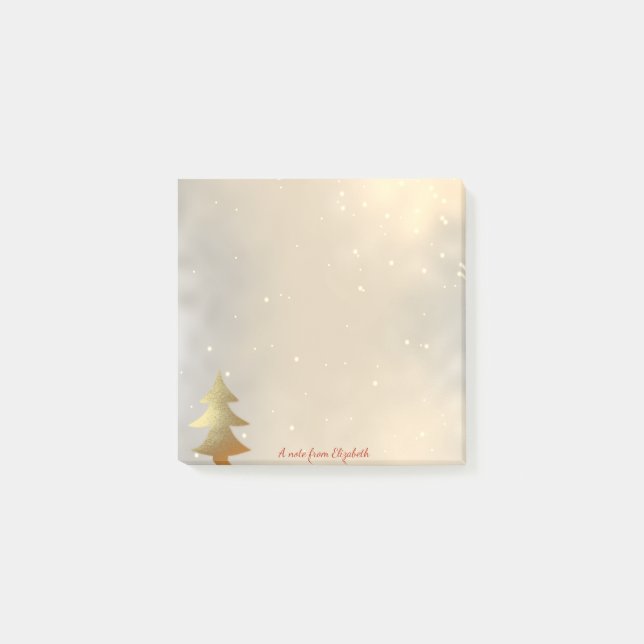 Bloco De Notas Feliz Natal,Árvore de Natal Dourada - Personalizad (Frente)