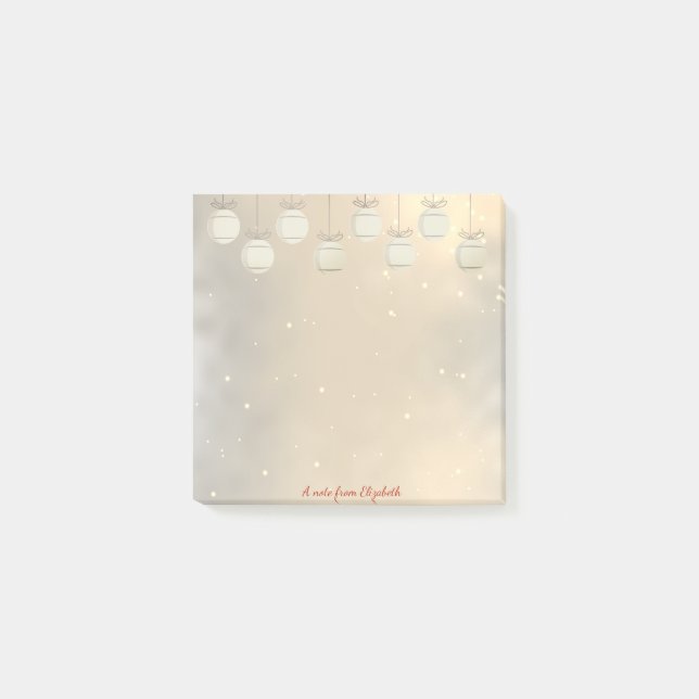 Bloco De Notas Feliz Natal,Bolas de Natal,Dourado -Personalizado (Frente)