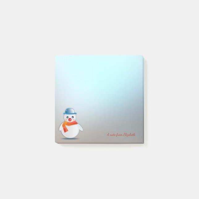 Bloco De Notas Feliz Natal, Boneco de Neve de Natal - Personaliza (Frente)